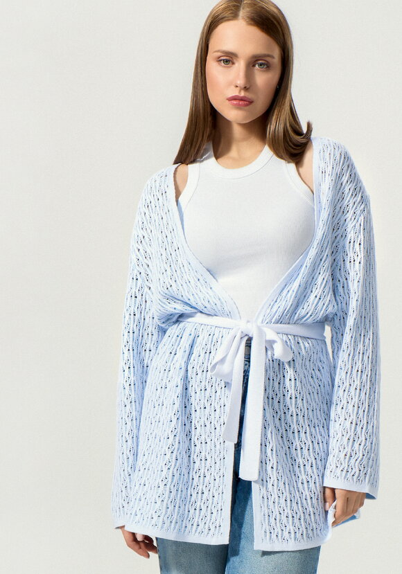 Кардиган ажурной вязки шир.  580, рис. 29