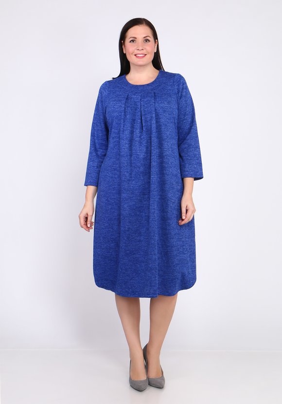 Платье-миди однотонное с длинным рукавом шир.  580, рис. 1