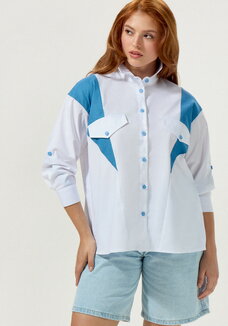 Рубашка свободная с контрастными вставками