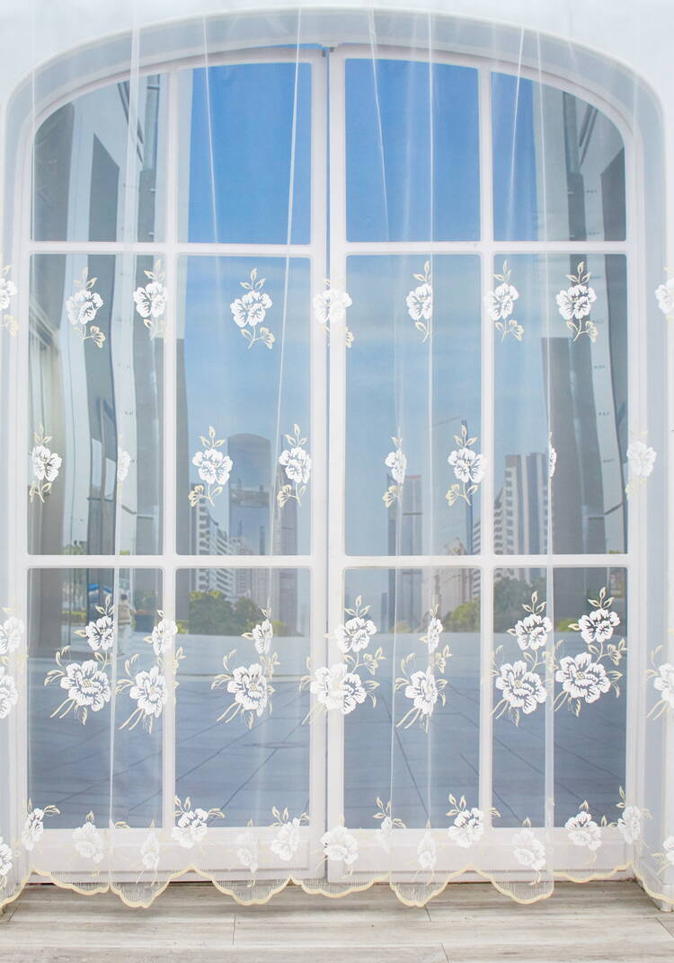 Тюль с вышивкой Белый цветок шир.  750, рис. 7