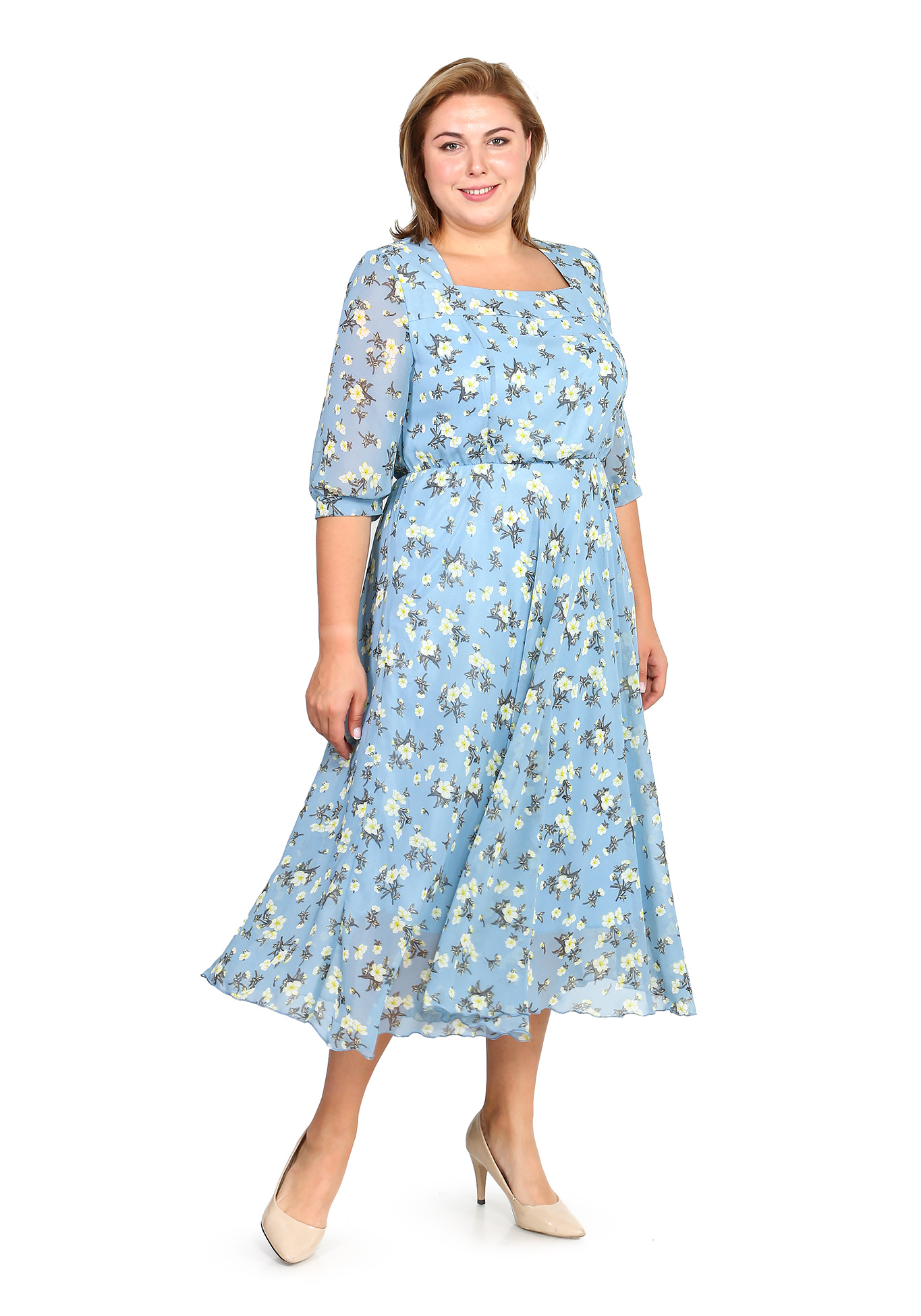 Платье Солнечное Настроение Bianka Modeno, цвет голубой, размер 45 - фото 5