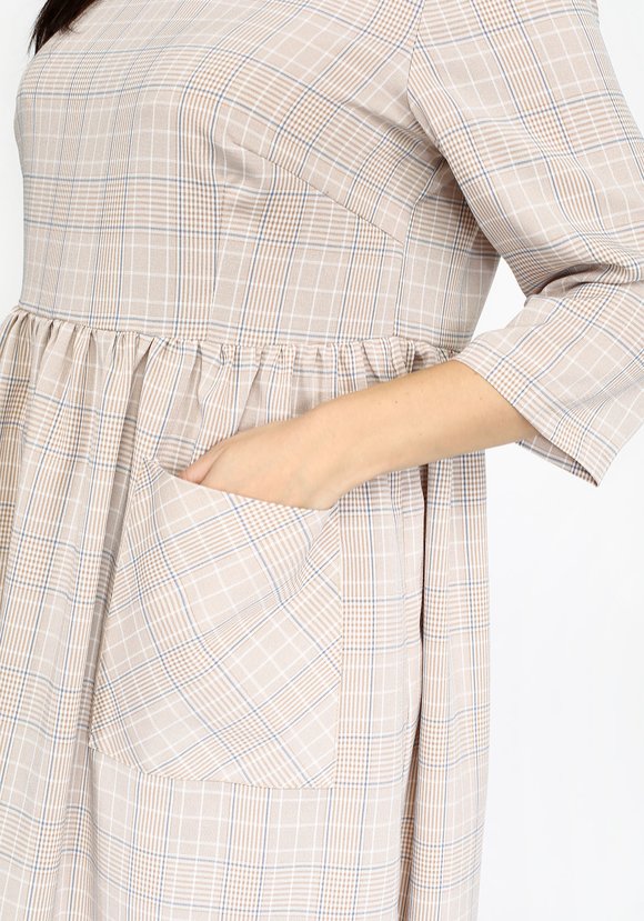 Платье в мелкую клетку с резинкой на талии шир.  580, рис. 10