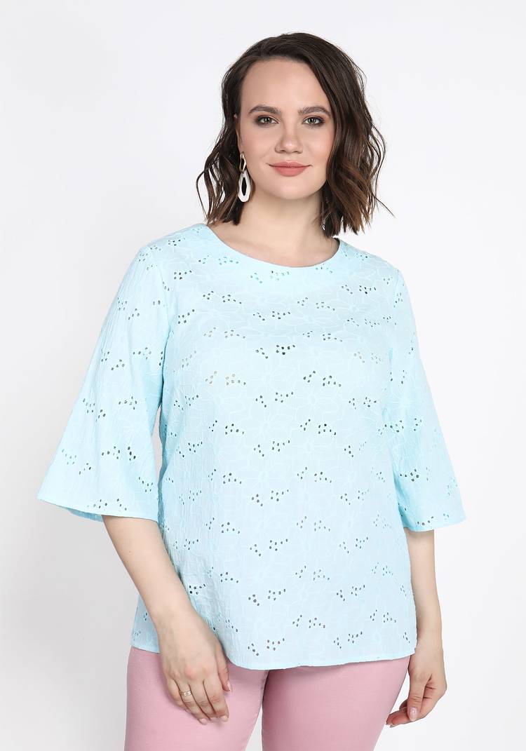 Блуза из шитья с круглым воротом шир.  750, рис. 5