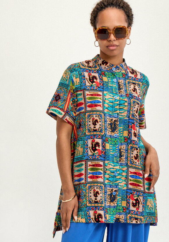 Блуза хлопковая с этническим рисунком шир.  580, рис. 1