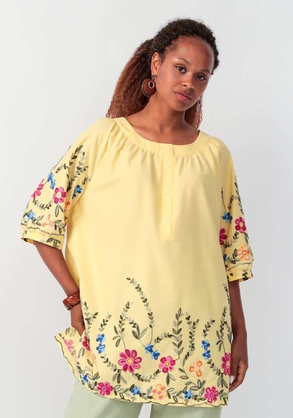 Блуза с цветочной вышивкой и рукавом реглан шир.  580, рис. 7