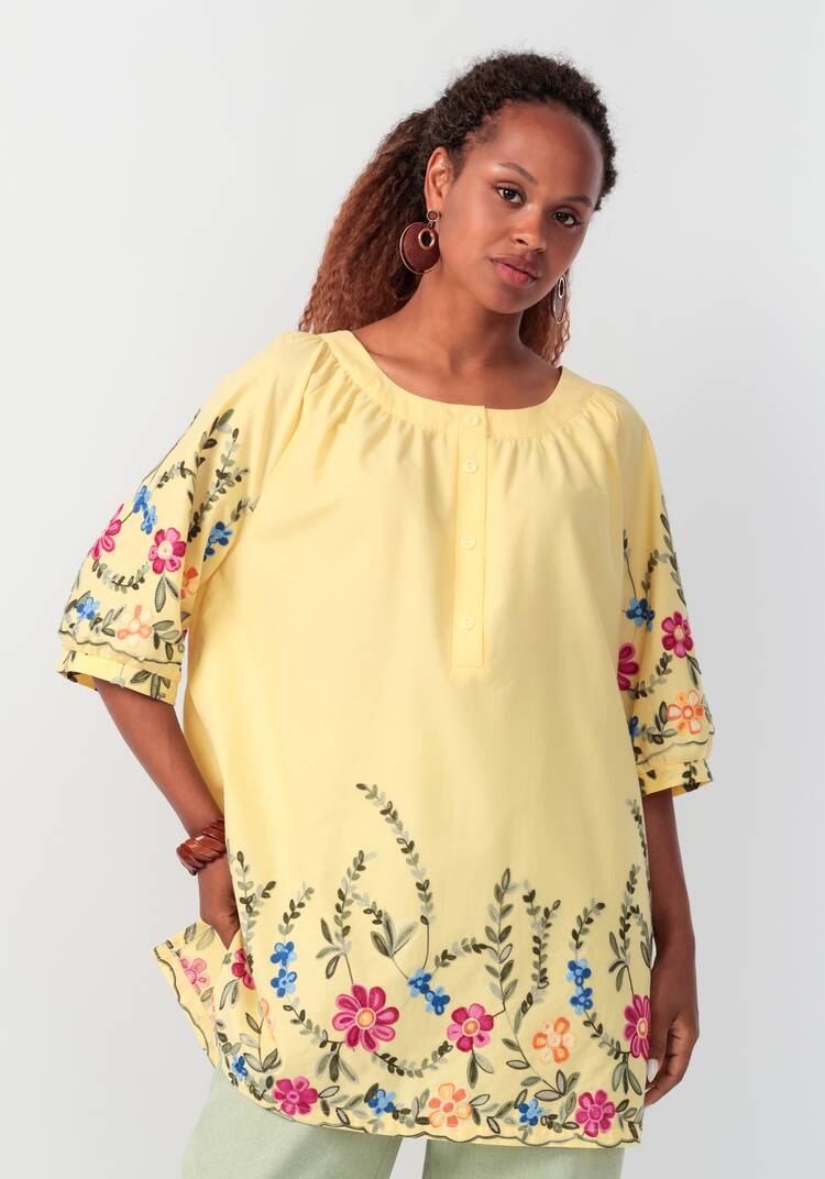 Блуза с цветочной вышивкой и рукавом реглан шир.  750, рис. 7