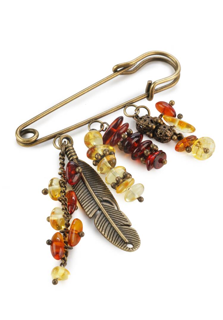 Брошь-булавка Янтарное пёрышко шир.  750, рис. 3