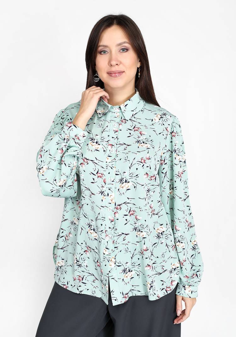 Блуза принтованная с длинным рукавом шир.  750, рис. 1