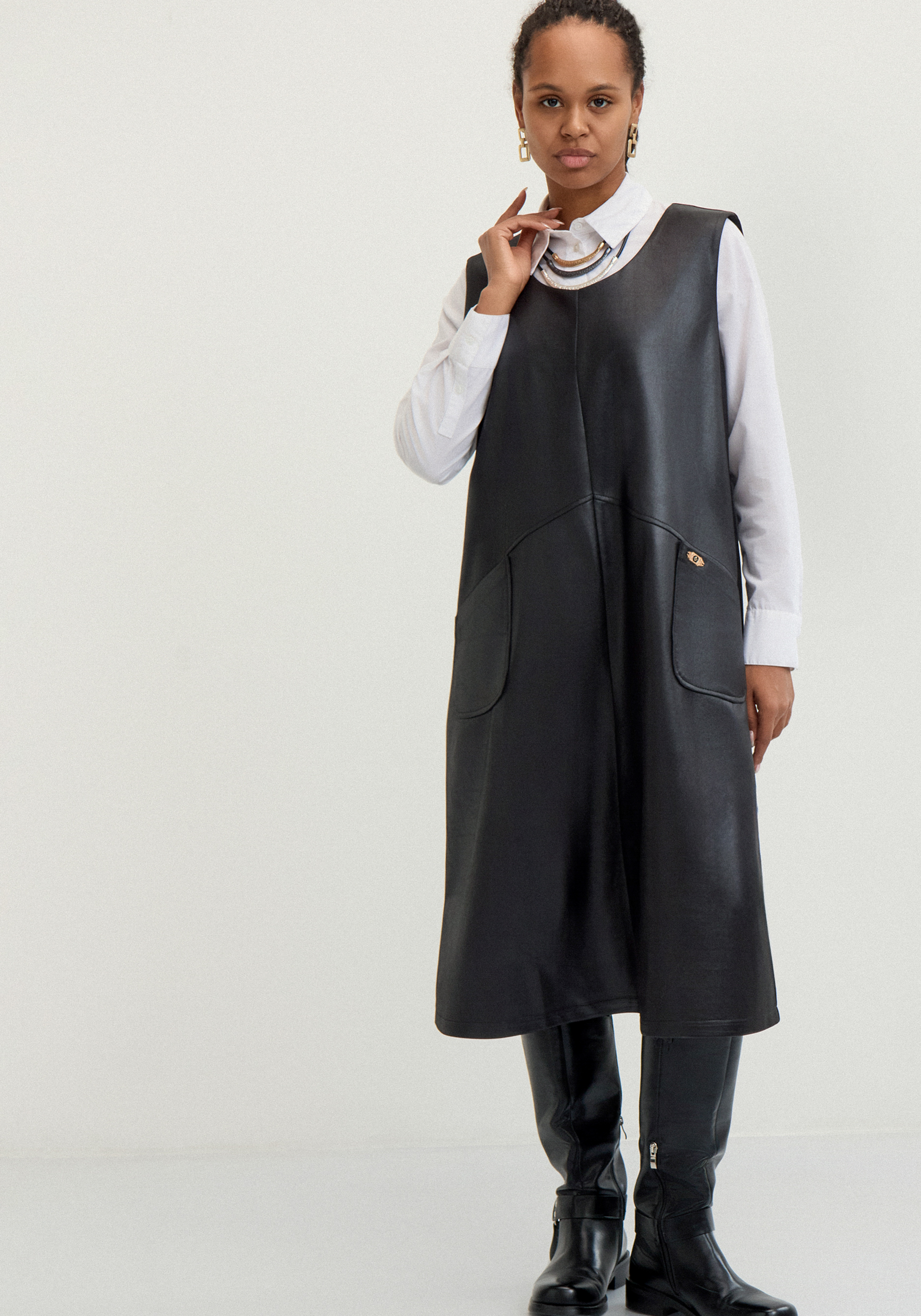 Сарафан трикотажный с напылением под кожу