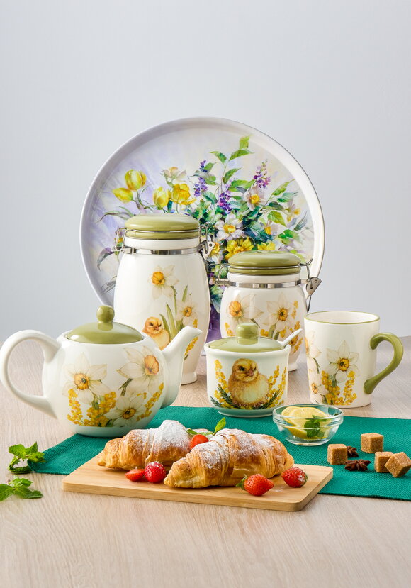 Блюдо для блинов с крышкой Полевые цветы шир.  580, рис. 5