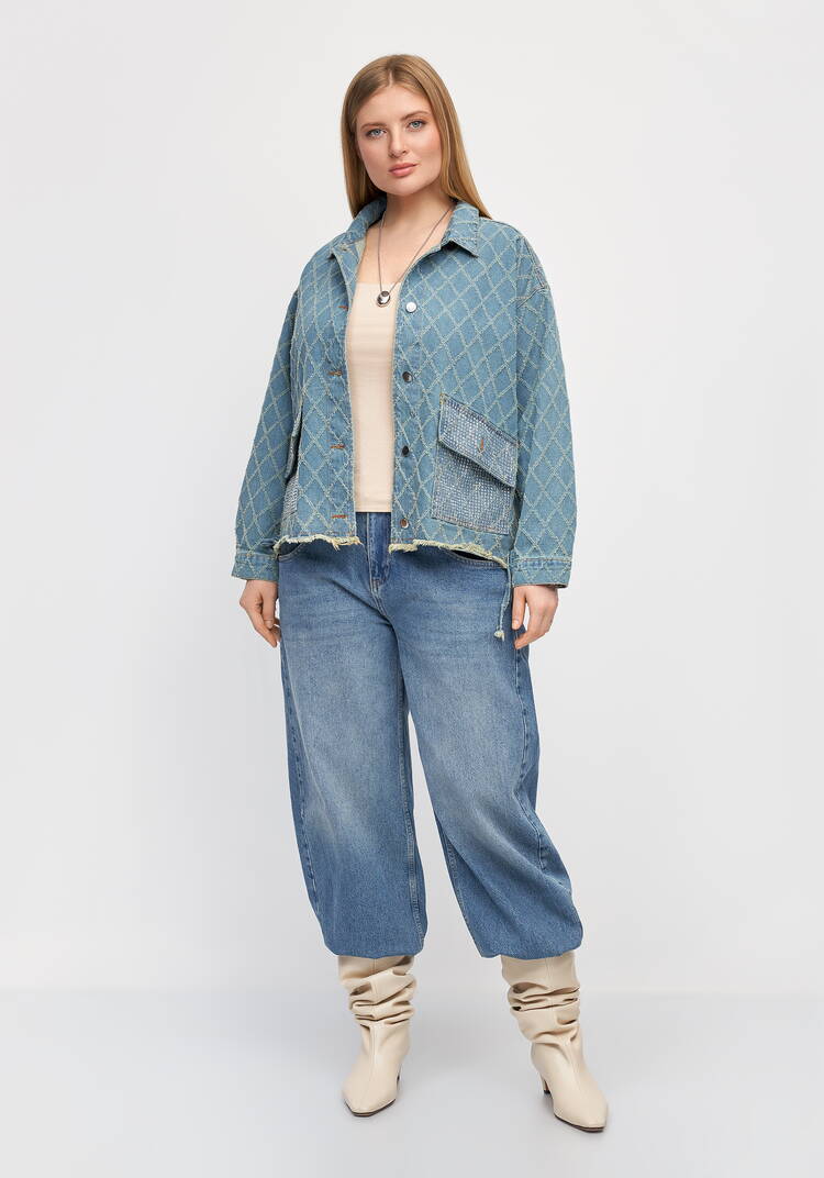 Джинсовая куртка с рисунком из страз шир.  750, рис. 2