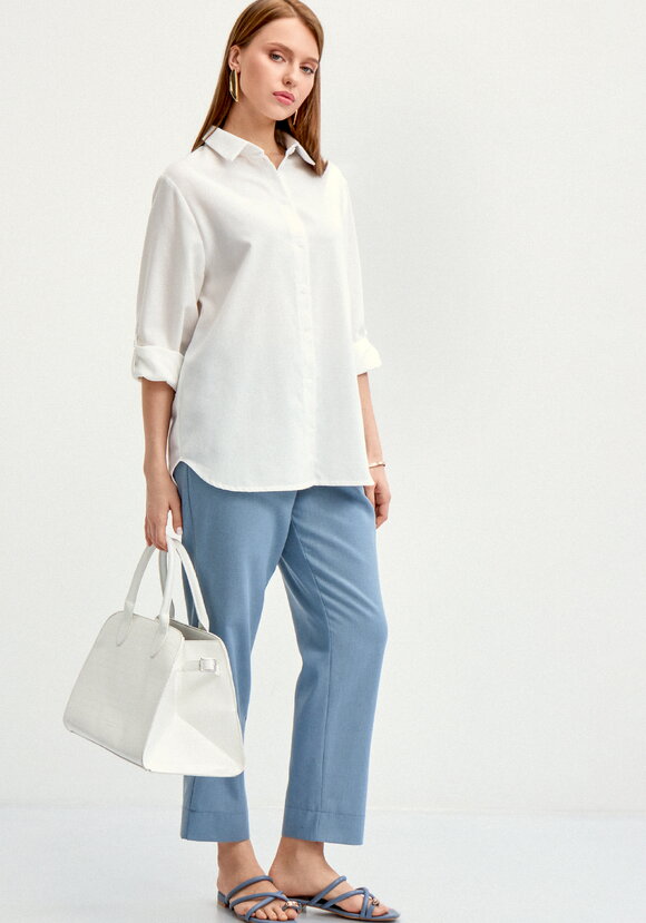 Рубашка на пуговицах изо льна шир.  580, рис. 16