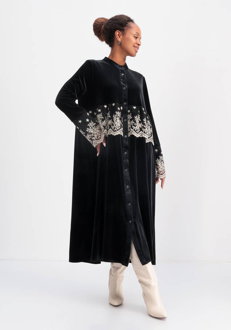 Платье бархатное с кружевом по кокетке шир.  750, рис. 16