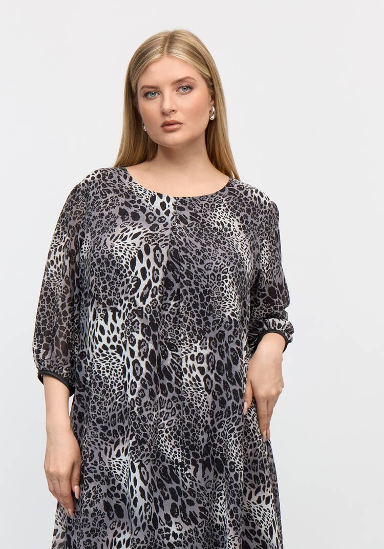 Туника с леопардовым принтом свободного кроя шир.  750, рис. 8