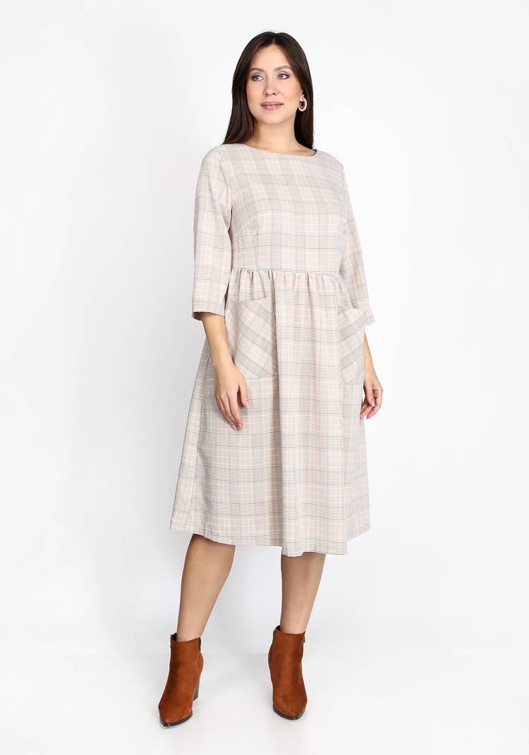 Платье в мелкую клетку с резинкой на талии шир.  750, рис. 9