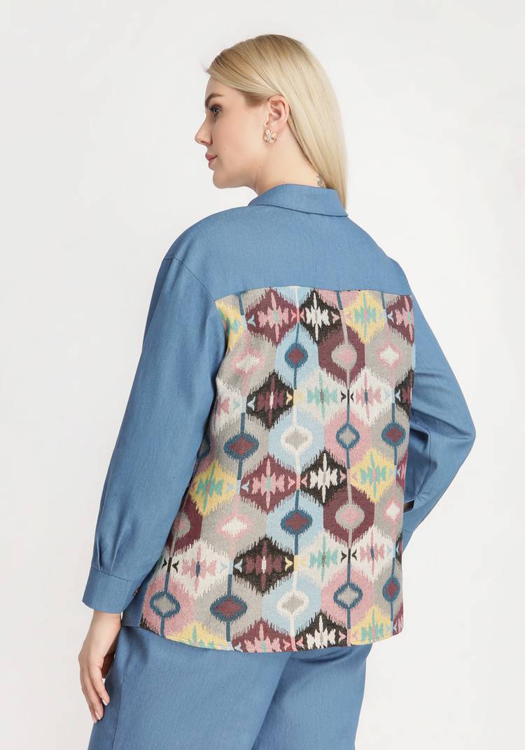 Рубашка с контрастной вставкой и карманом шир.  750, рис. 3