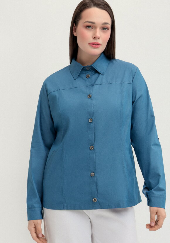 Рубашка хлопковая с патами на рукавах шир.  580, рис. 1