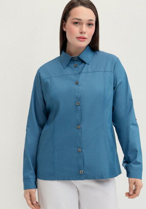 Рубашка хлопковая с патами на рукавах