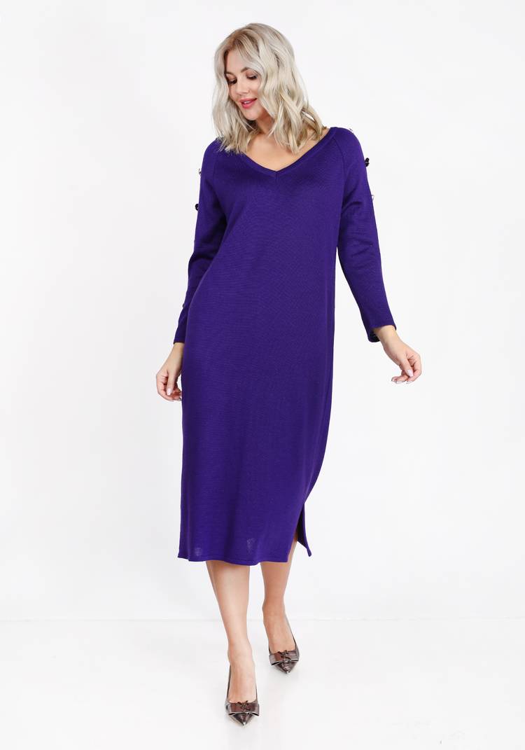 Платье однотонное с пуговицами на рукавах шир.  750, рис. 4