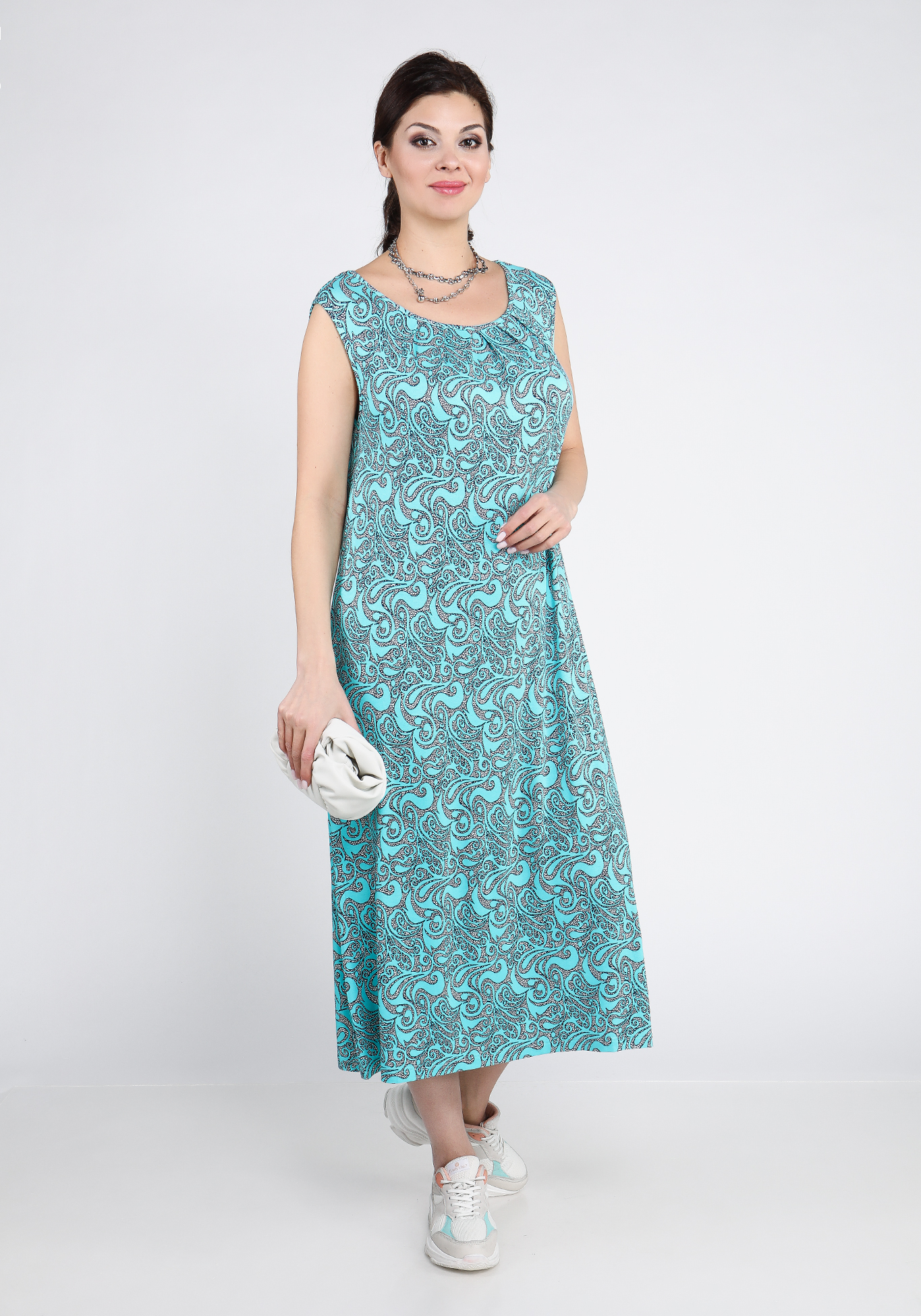 Платье "Романтичная встреча" Синель, размер 56, цвет бирюзовый - фото 1