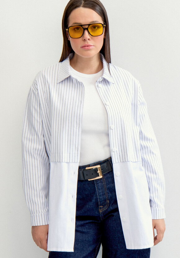 Рубашка с отрезной кокеткой в полоску шир.  580, рис. 13