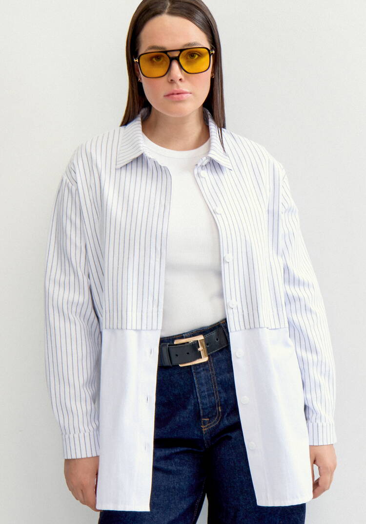 Рубашка с отрезной кокеткой в полоску шир.  750, рис. 13