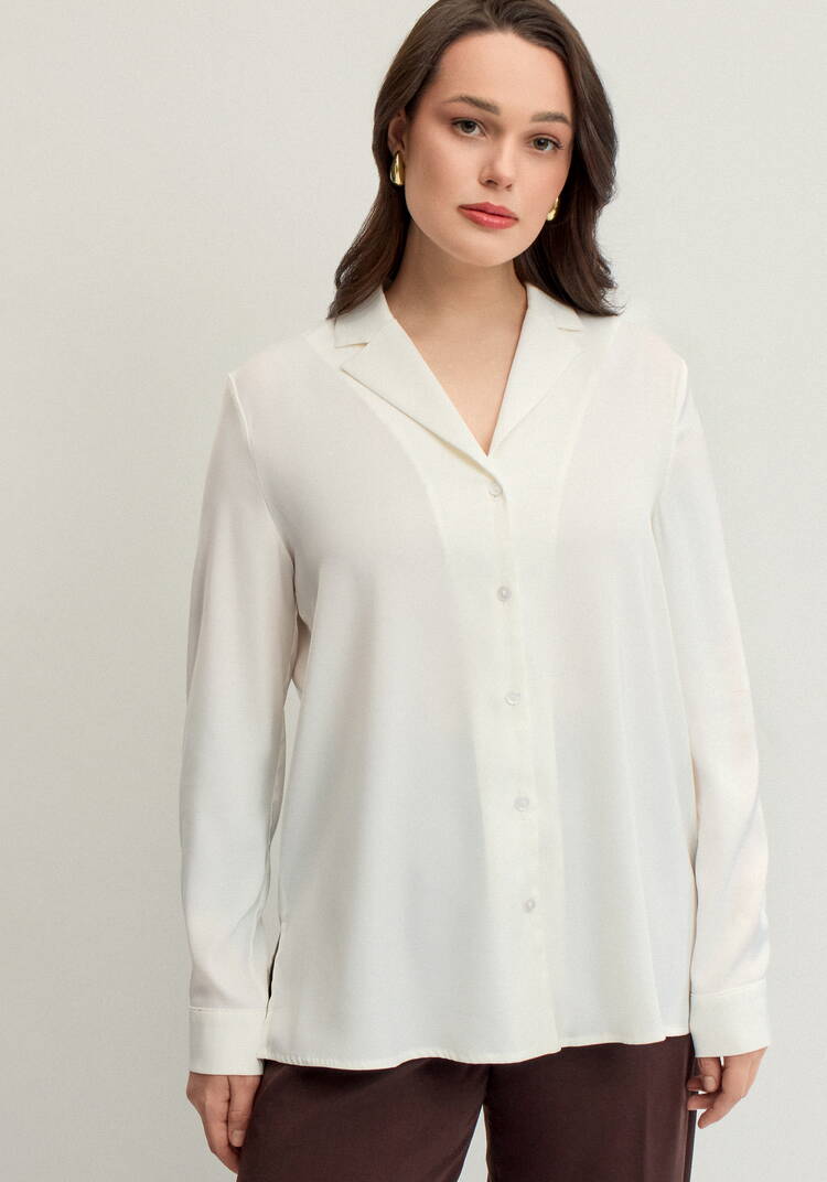 Блуза шелковая с отложным воротом шир.  750, рис. 4