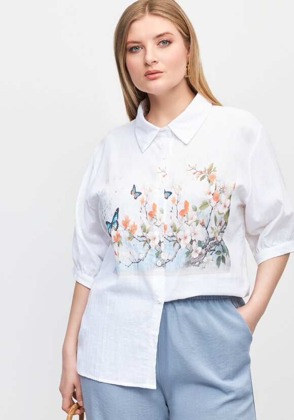 Блуза с принтом Гармония природы шир.  580, рис. 1