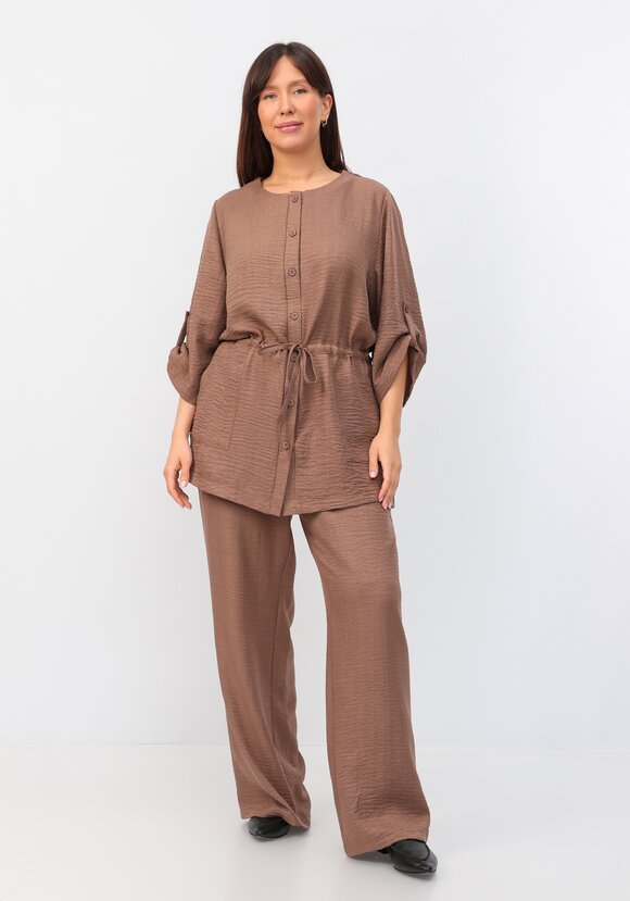 Кардиган на пуговицах с кулиской по талии шир.  580, рис. 9