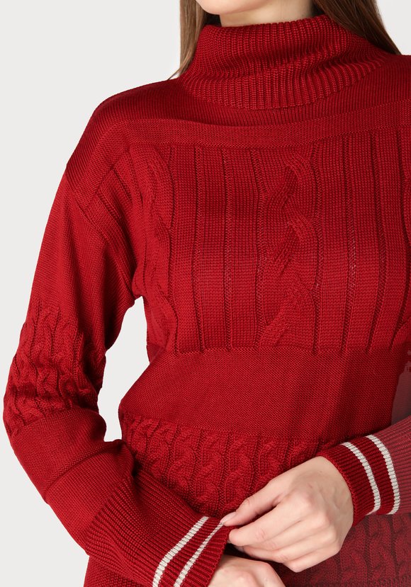 Свитер женский с эффектом структурных кос шир.  580, рис. 14