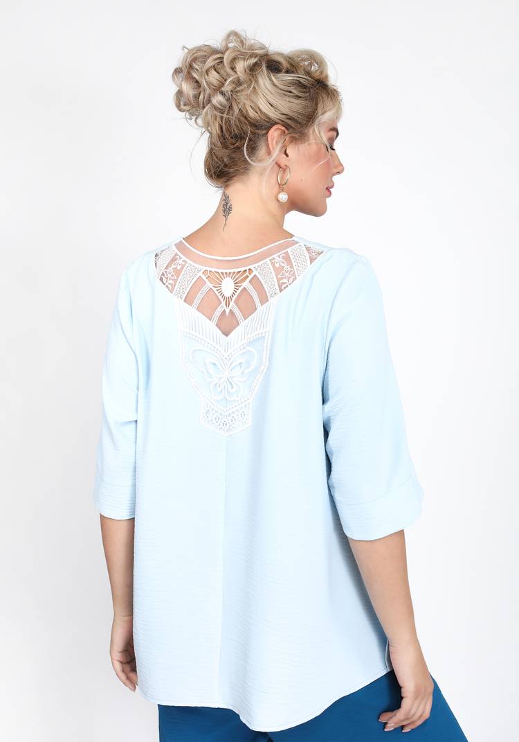 Блуза свободного силуэта с кружевным декором шир.  750, рис. 4