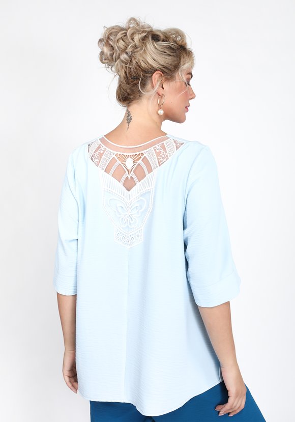 Блуза свободного силуэта с кружевным декором шир.  580, рис. 4