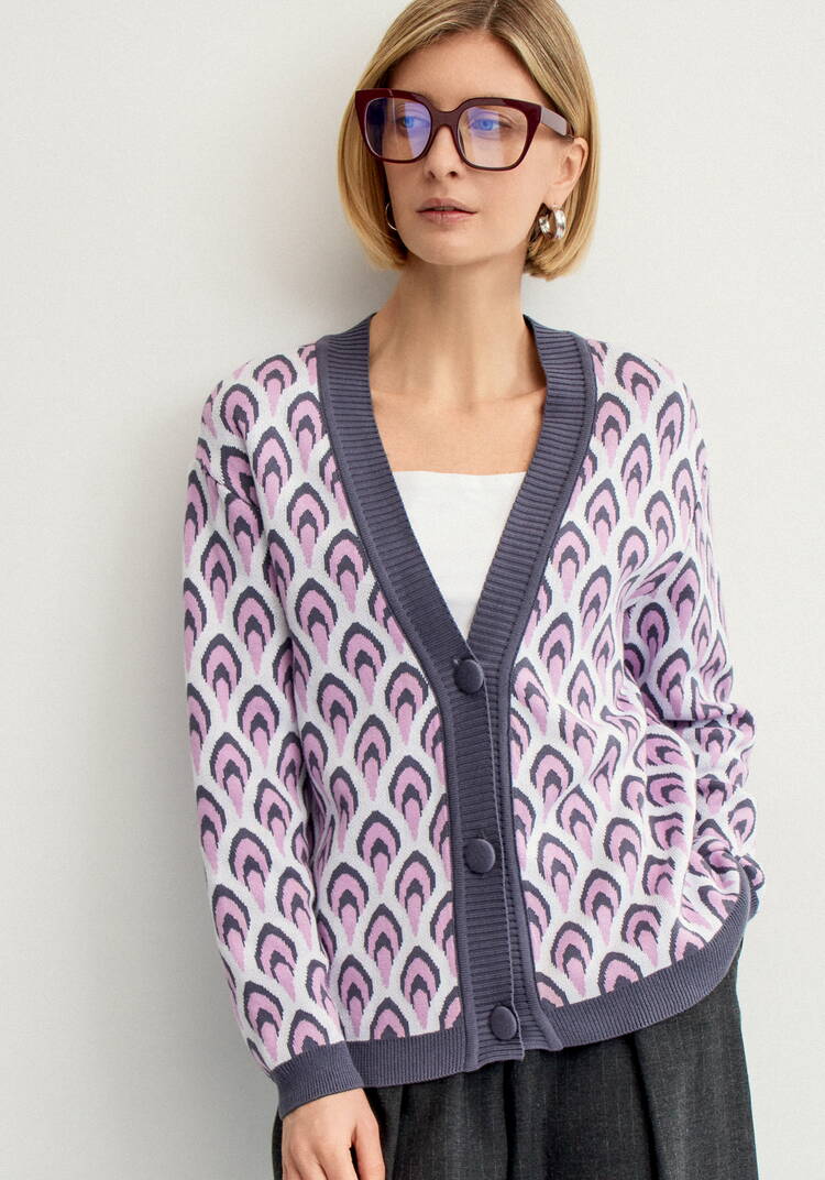 Кардиган с рисунком по стану и рукавам шир.  750, рис. 28