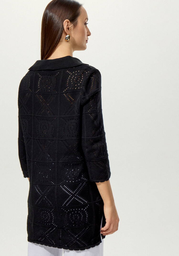 Туника с ажурным рисунком и воротником поло шир.  750, рис. 10