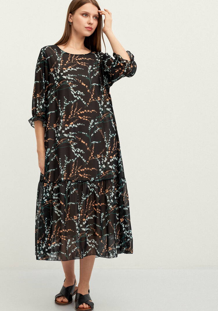 Платье с цветочным принтом шифоновое шир.  750, рис. 18