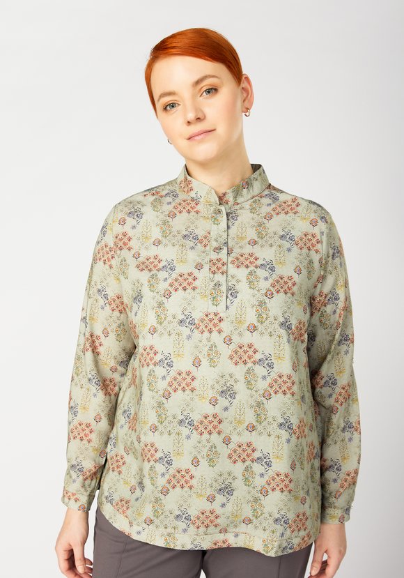 Блуза с принтом и воротником-стойкой шир.  580, рис. 5