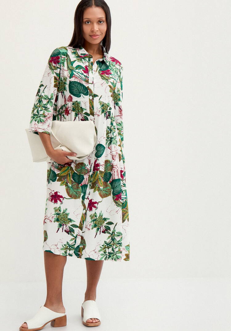 Платье рубашка с тропическим принтом шир.  750, рис. 15