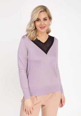 Джемпер с ажурной вставкой