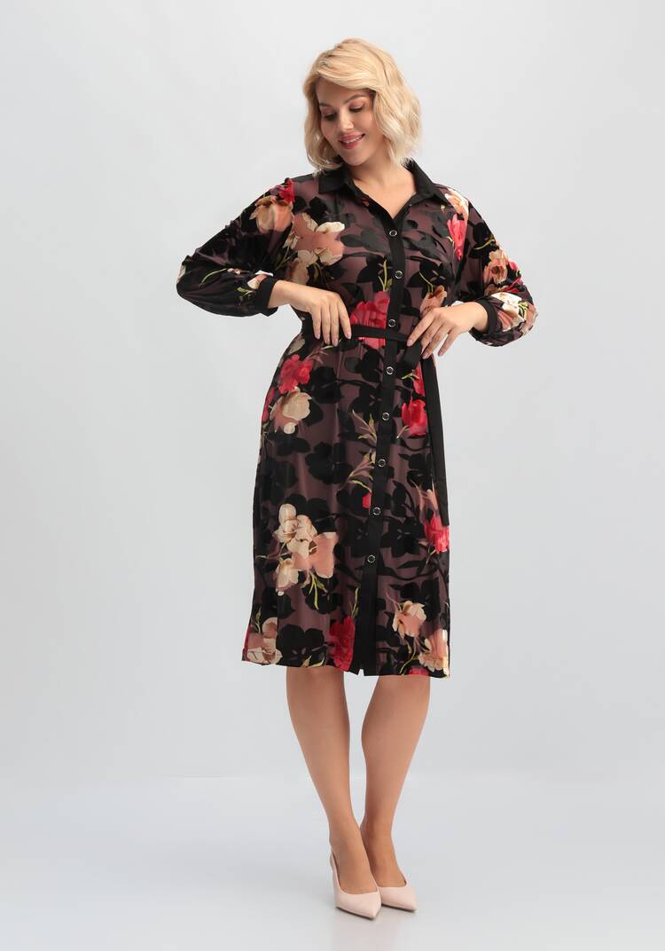 Платье-рубашка с цветочным рисунком шир.  750, рис. 8