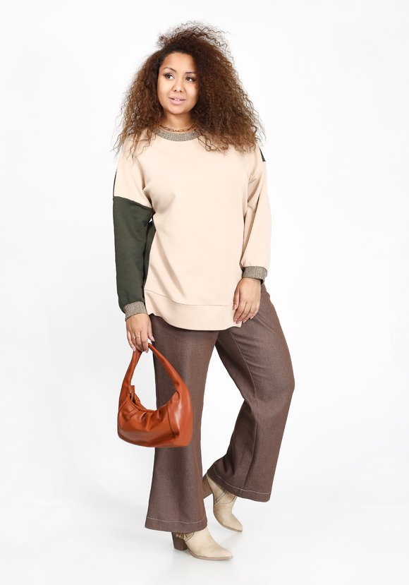 Брюки расклешенные из джинсовой ткани шир.  580, рис. 3