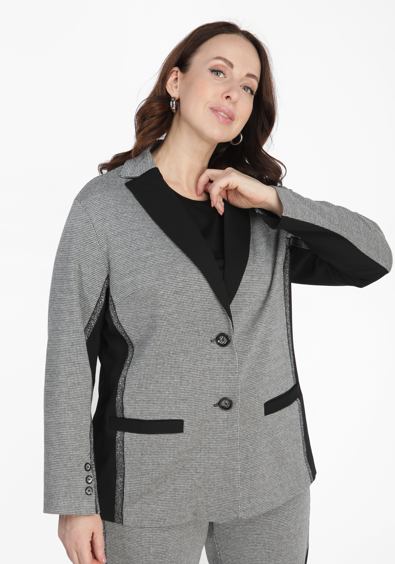 

Жакет с контрастной отделкой, Серый