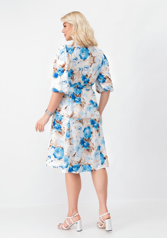 Платье на пуговицах с оригинальным принтом шир.  580, рис. 11