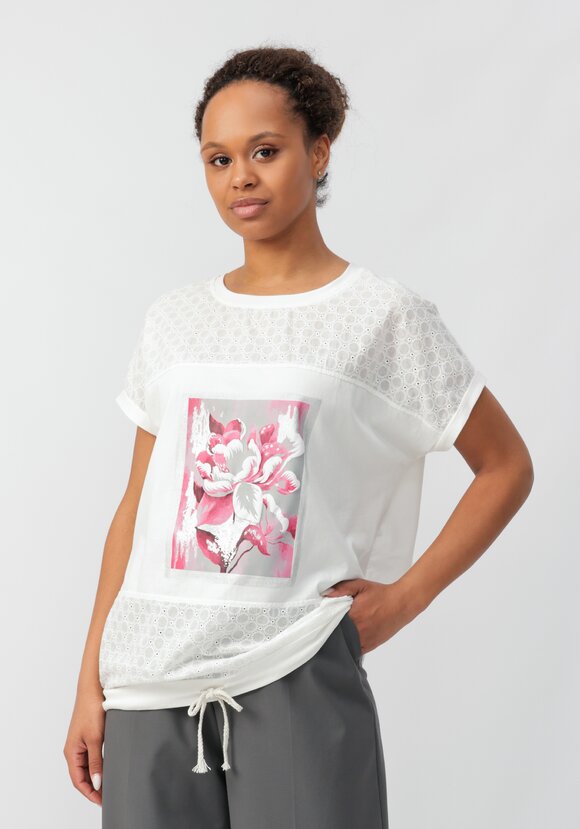 Блуза с принтом и ажурными вставками шир.  580, рис. 11