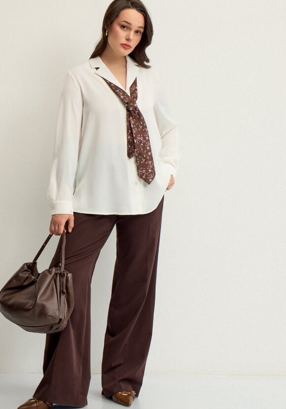 Блуза шелковая с отложным воротом шир.  580, рис. 7