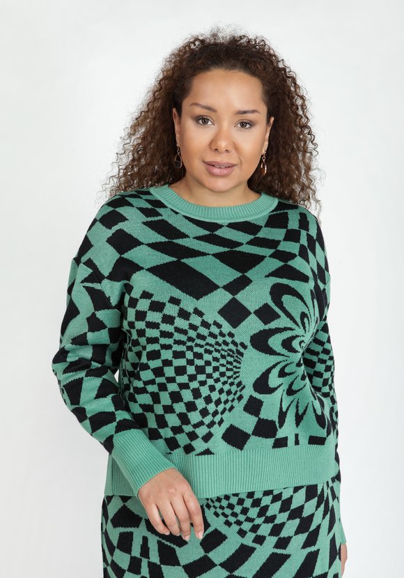 Джемпер с рисунком абстракция шир.  580, рис. 1