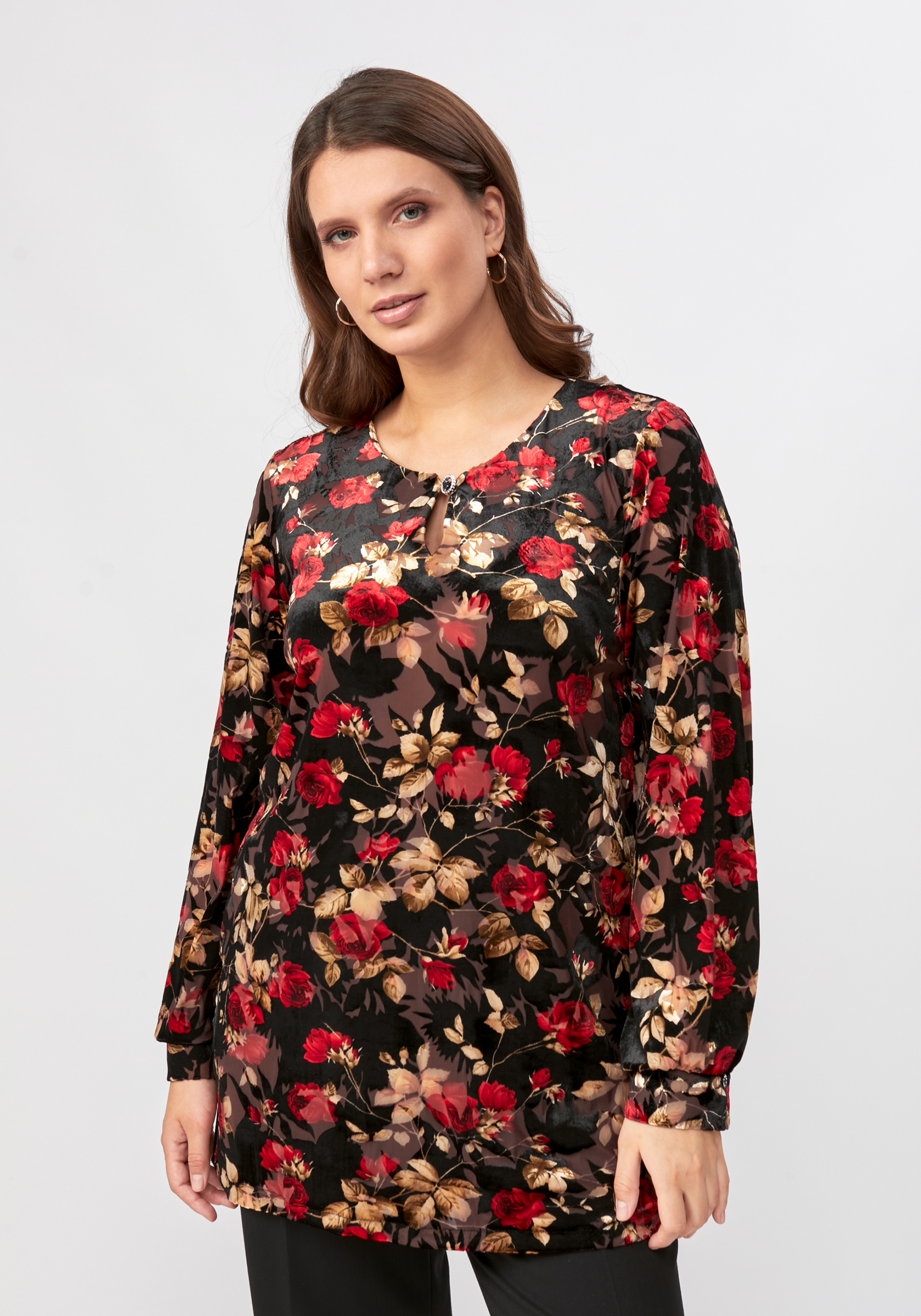 Блуза с бархатным принтом блуза с цветочным принтом свободного кроя