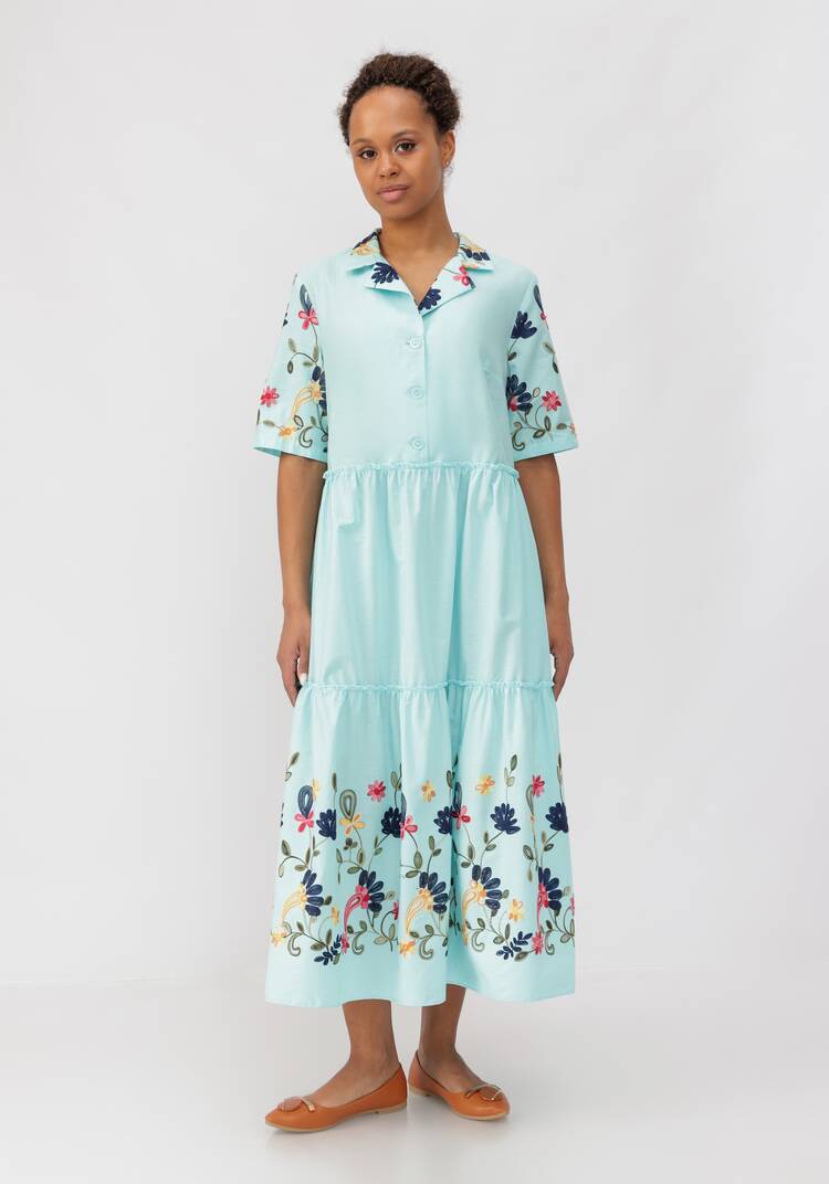 Платье ярусное с цветочной вышивкой шир.  750, рис. 34