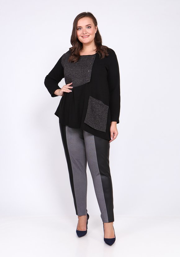 Джемпер из комбинированной ткани с карманом шир.  580, рис. 7