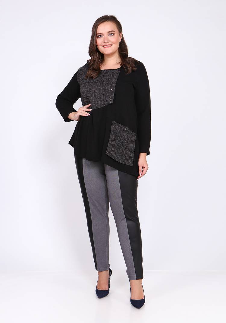 Джемпер из комбинированной ткани с карманом шир.  750, рис. 7