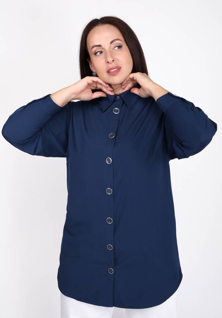 Блуза-рубашка с крупными пуговицами шир.  750, рис. 2